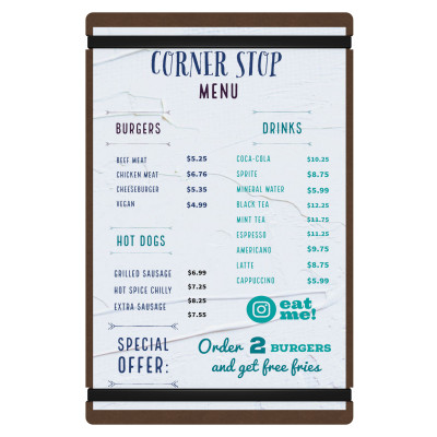 Large HDF Menu Board with Bands