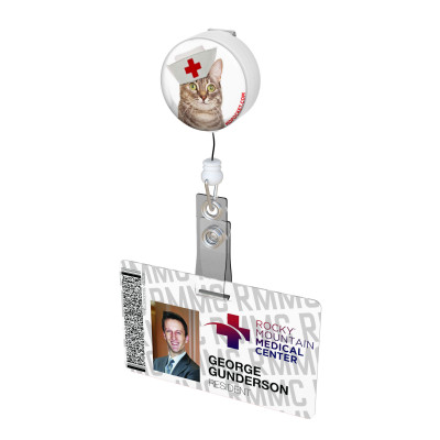 Nurse Kitty Button Badge Reel 